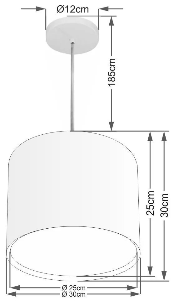 Lustre Pendente Cilíndrico Duplo Md-4284 Cúpula em Tecido 30x30cm Palha - Bivolt