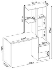 Escrivaninha Com Armário 1 Porta 1 Gaveta Office Morada D02 Branco - M