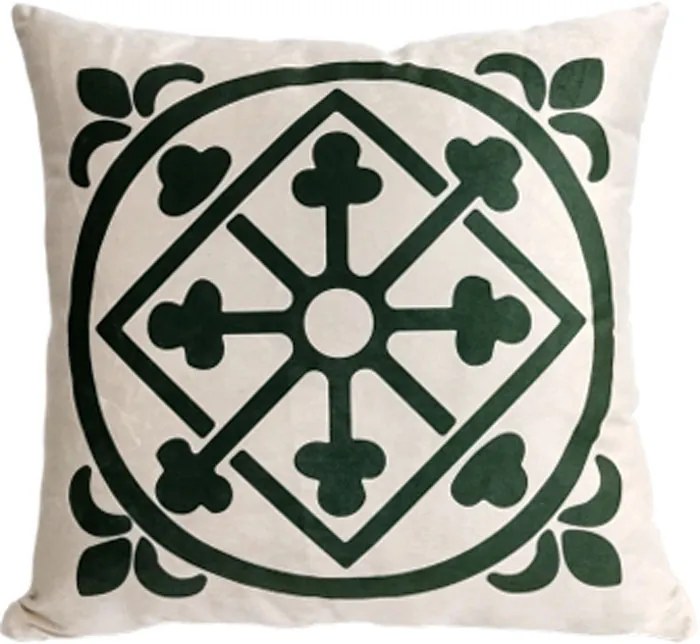 Capa de Almofada de Veludo Lotus Tons Verde 44x44cm - Arabesco - Com Enchimento