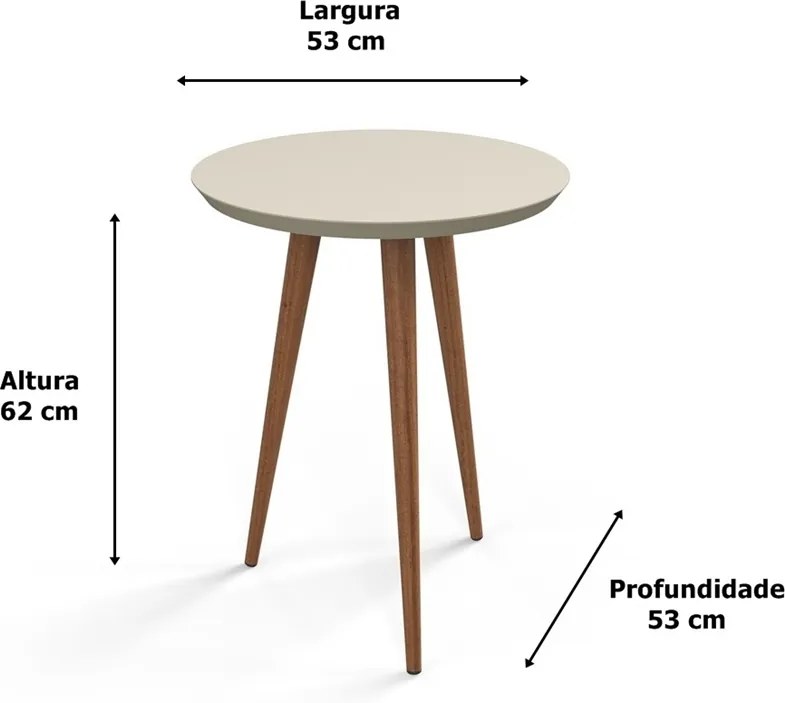 Conjunto de Mesas de Apoio/lateral Luna 530/440 Off White – Patrimar Móveis