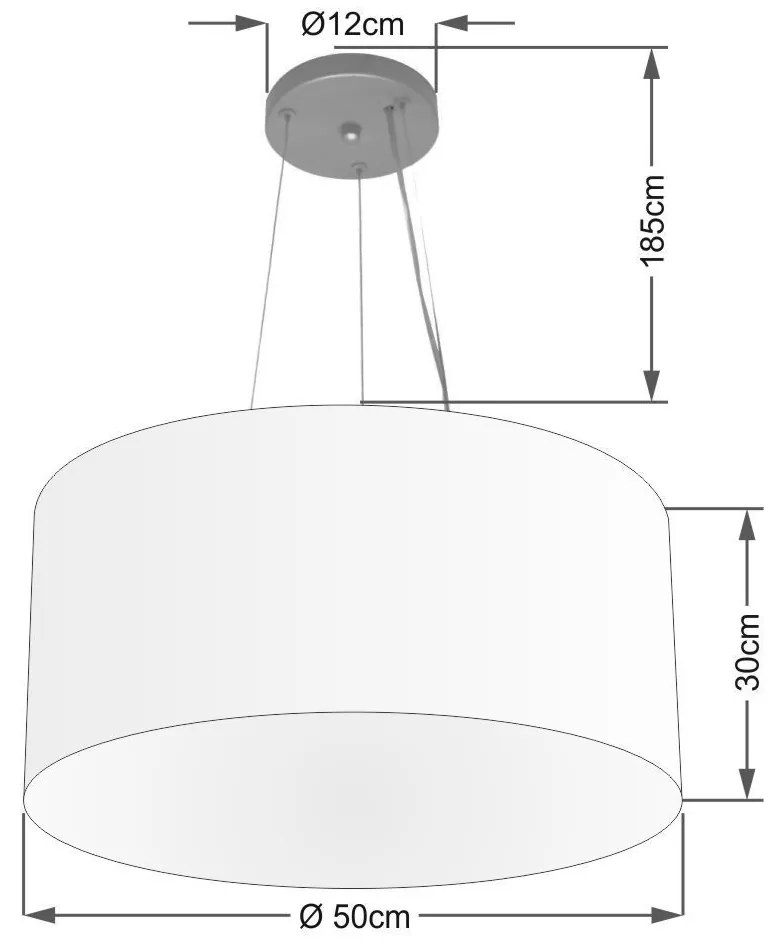 Lustre Pendente Cilíndrico Vivare Md-4189 Cúpula em Tecido 50x30cm - Bivolt