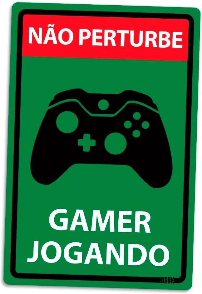 Placa Decorativa 24x16cm Não Perturbe Gamer Jogando Xbox Controle