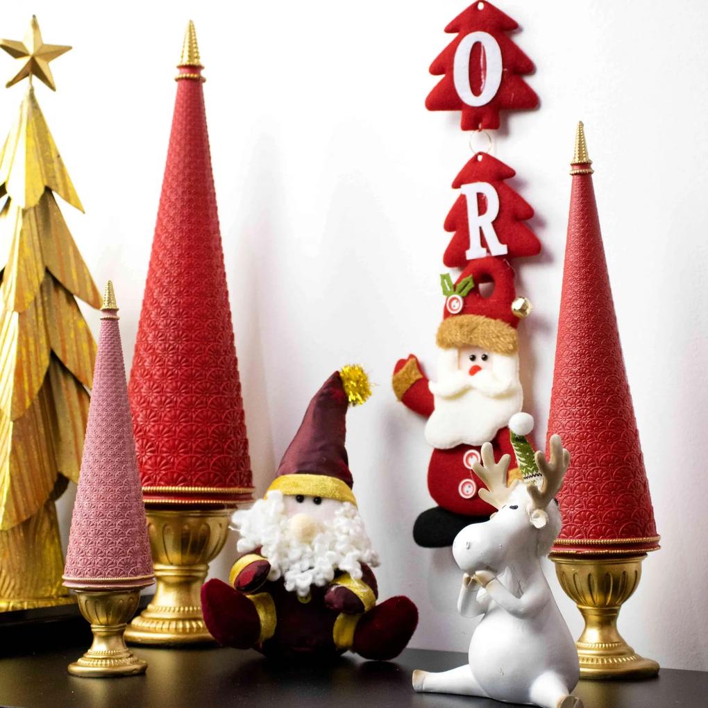 Árvore Decorativa de Natal em Resina Rosa e Dourado 24x6 cm - D'Rossi