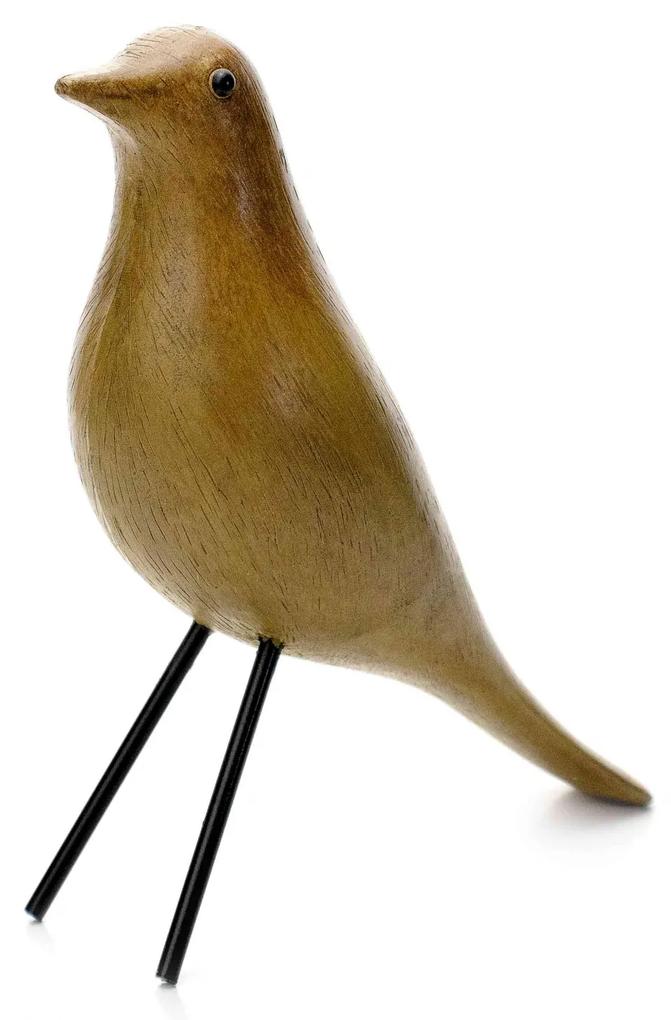 Escultura Pássaro em Poliresina Madeira 22x19x5 cm - D'Rossi