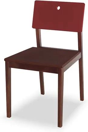 Cadeira Elgin em Madeira Maciça - Imbuia/Bordô