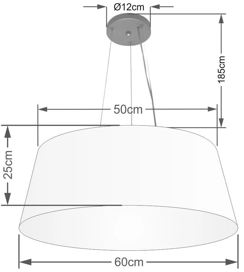 Lustre Pendente Cone Vivare Md-4062 Cúpula em Tecido 25/60x50cm - Bivolt