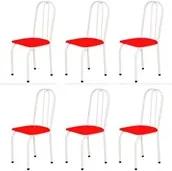Kit 6 Cadeiras Baixas 0.101 Assento Reto Branco/Vermelho - Marcheli