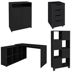 Conjunto Escritório Home Office 4 Peças Mity A06 Preto - Mpozenato