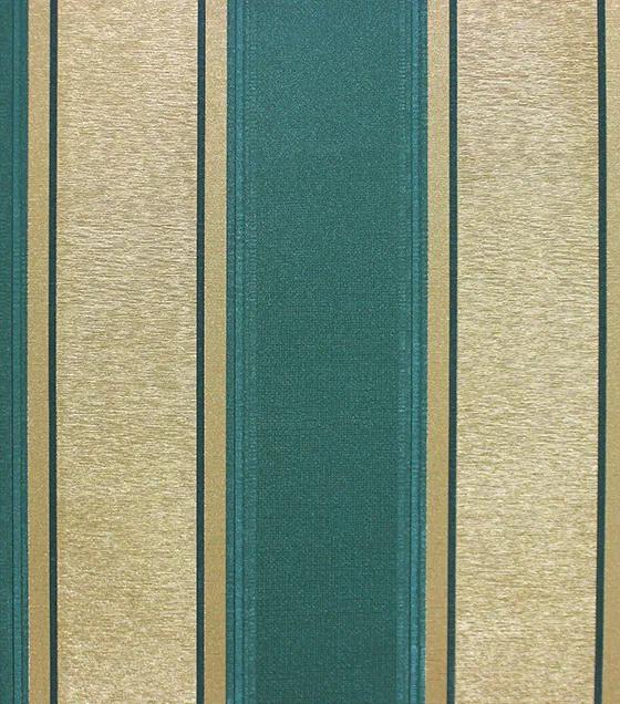 Papel de Parede com Listras Largas Verde e Dourado - Coleção Império Lord II - 361306