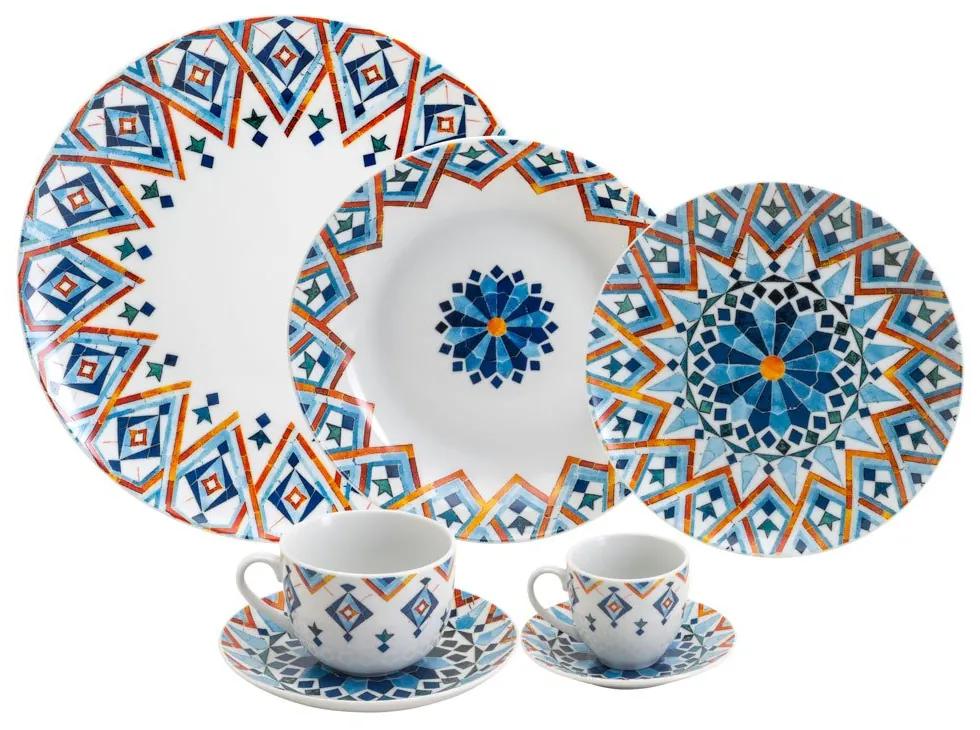 Jogo Jantar Cha Cafe 42 Peças Porcelana Marrakesh 17413 Wolff