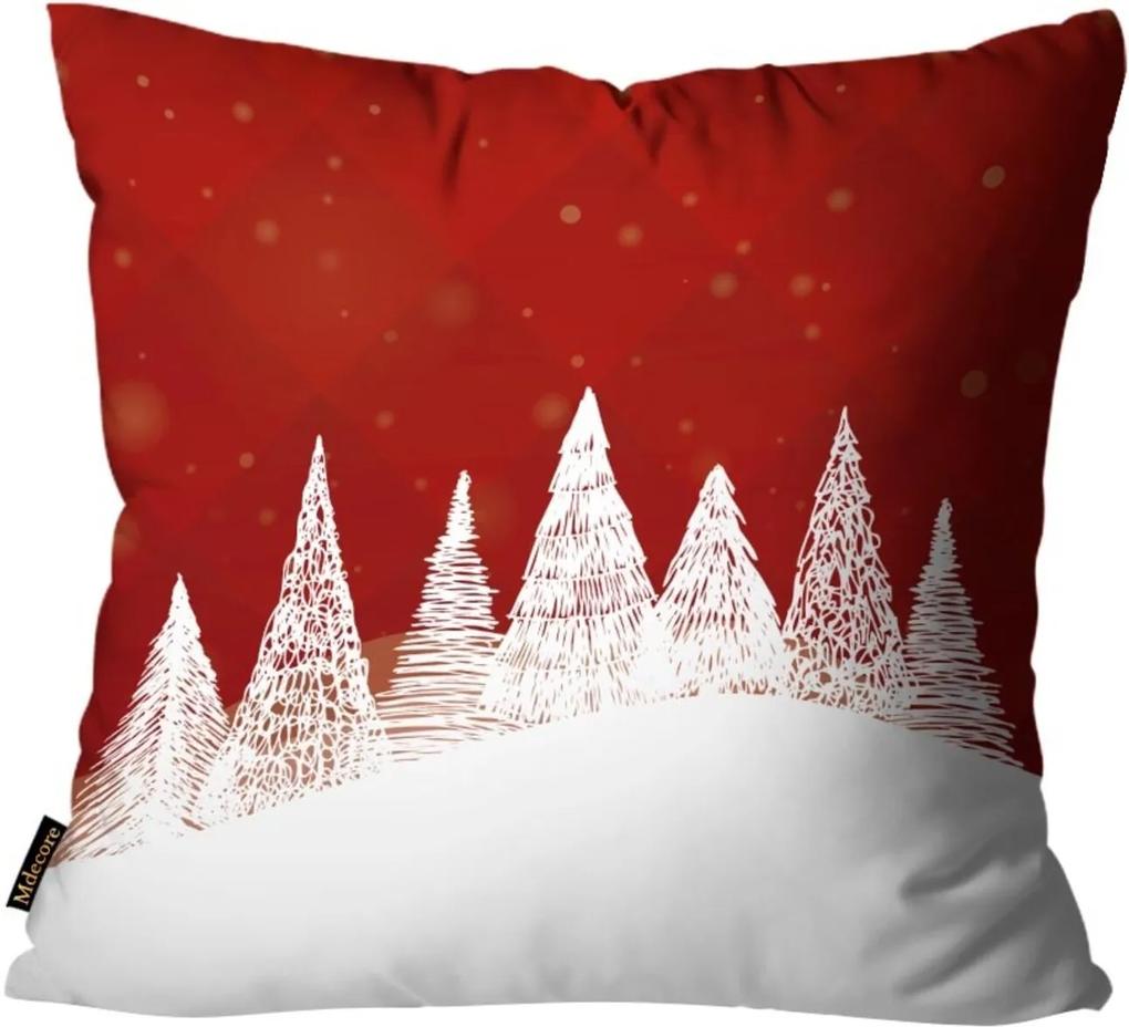 Capas para Almofada Premium Cetim Mdecore Natal Arvore de Natal Vermelha 45x45cm
