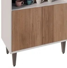 Balcão Aparador Buffet Cantinho do Café 71cm Lice Z34 Branco/Freijó -