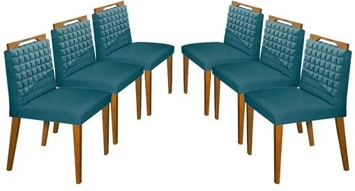 Kit 6 Cadeiras de Jantar Estofada Esmeralda em Veludo Birlik