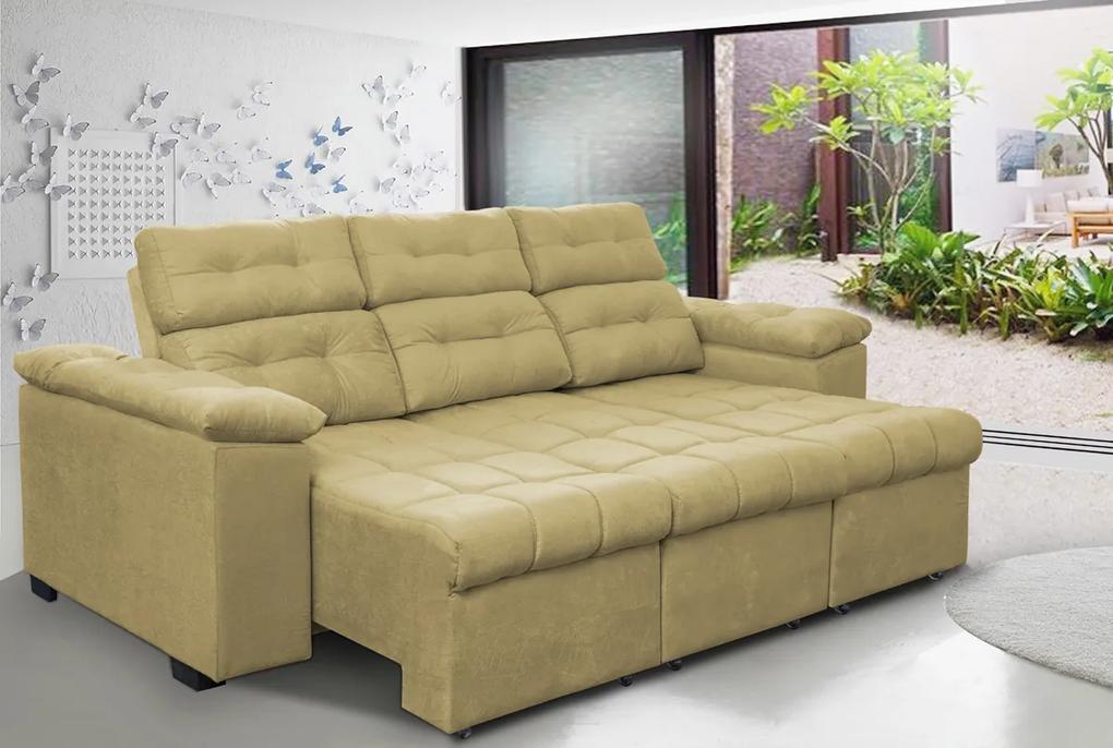 Sofa Columbia Retrátil E Reclinavel Tecido Suede
