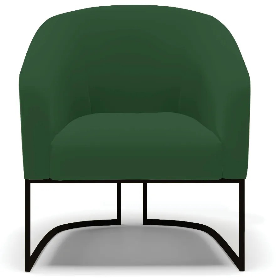 Poltrona Decorativa Industrial Preto Kit 2 Stella Veludo D03 - D'Rossi - Verde