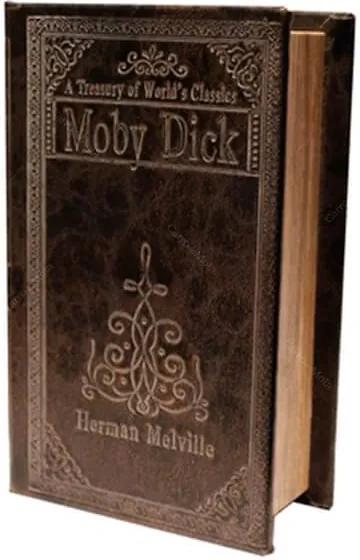 Book Box Moby Dick Marrom em Madeira e Couro Sintético