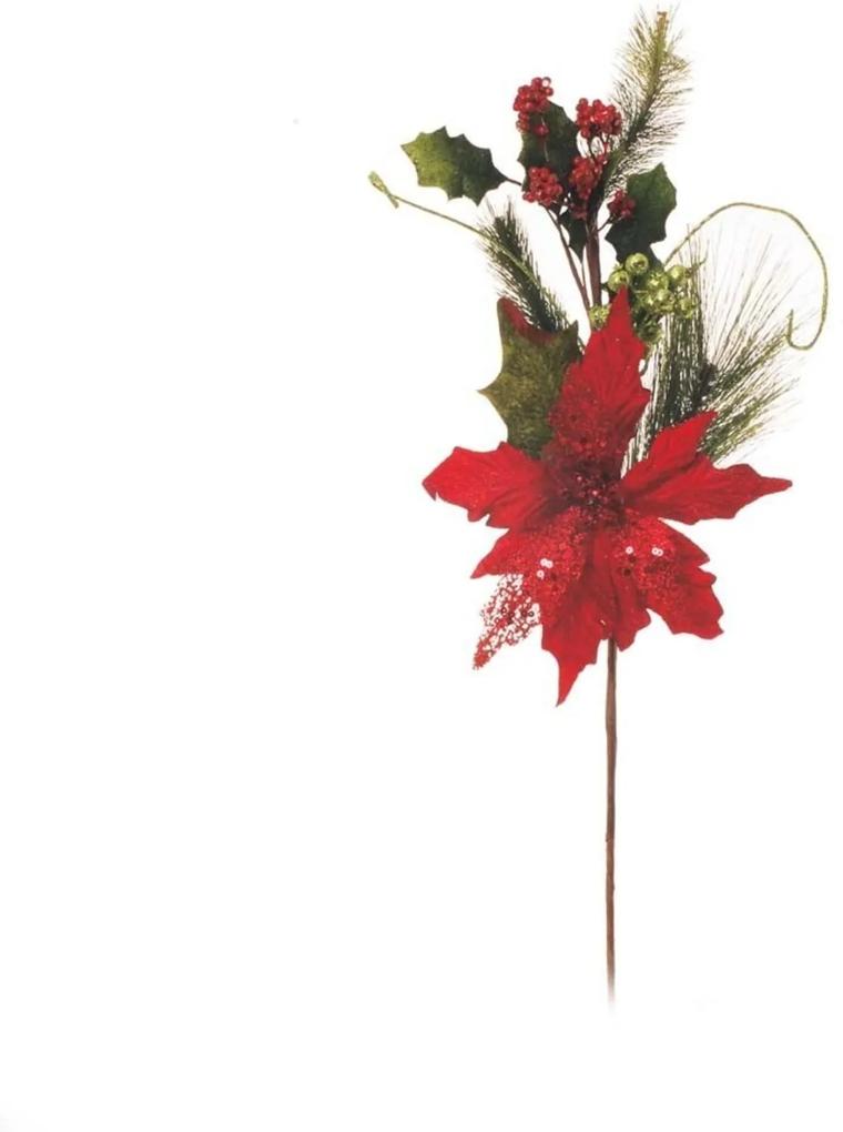 Flor Decoração Natal Vermelho 33x20 Cm Plástico 1 Unidade