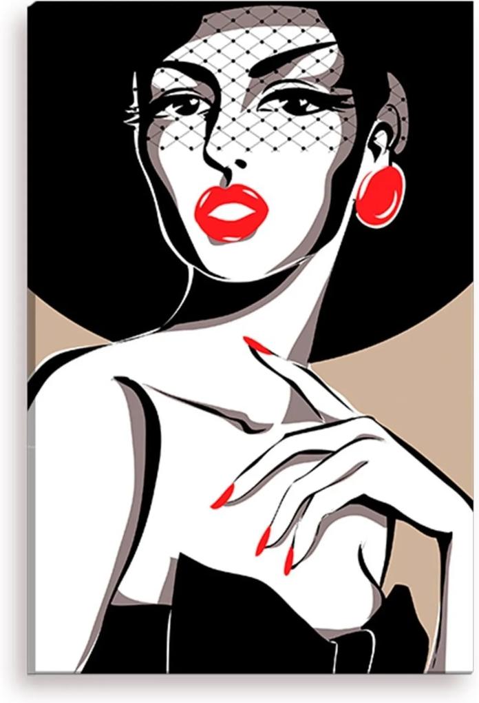 Tela Decorativa Estilo Ilustração Glamour Mulher - Tamanho: 90x60cm (A-L) Unico