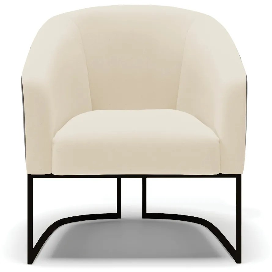 Poltrona Decorativa Industrial Preto Stella Preto/Linho Bege D03 - D'Rossi