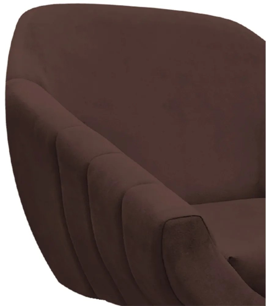 Poltrona Giratória Giovana Suede Marrom Base Madeira MM30 D'Rossi