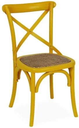 Cadeira Decorativa, Amarelo com assento em Rattan, Cross