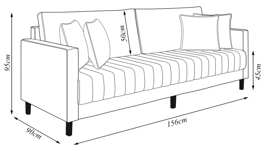 Sofá Living Decorativo Hamburgo 2 Lugares 156cm com Almofadas Pés em Madeira Veludo Bege G33 - Gran Belo