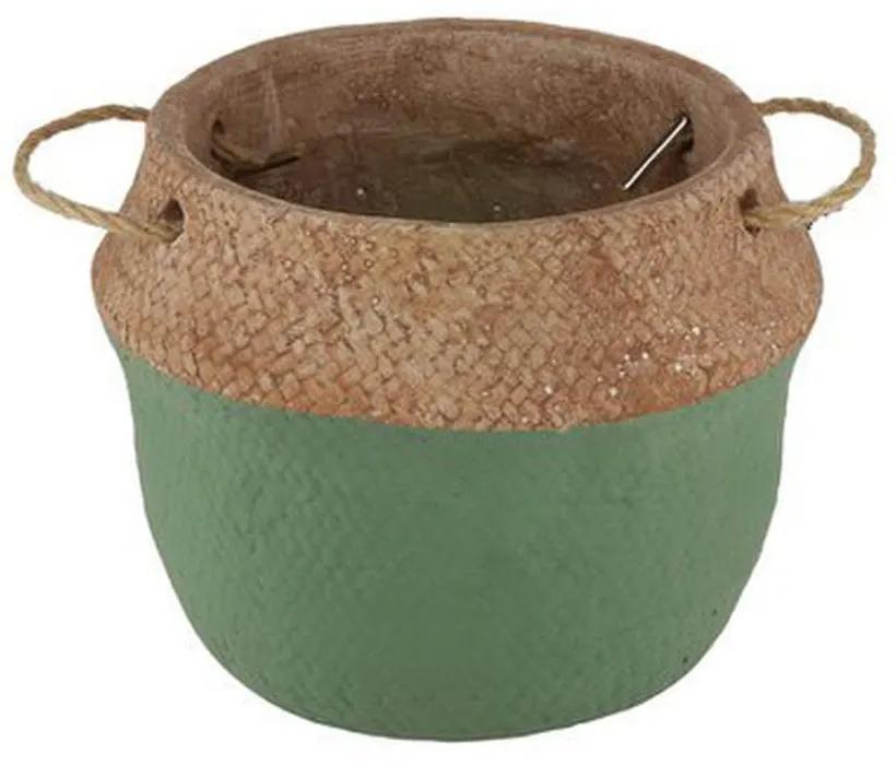 Vaso Cimento Com Alça Verde/Palha 21x18cm 60755 Royal