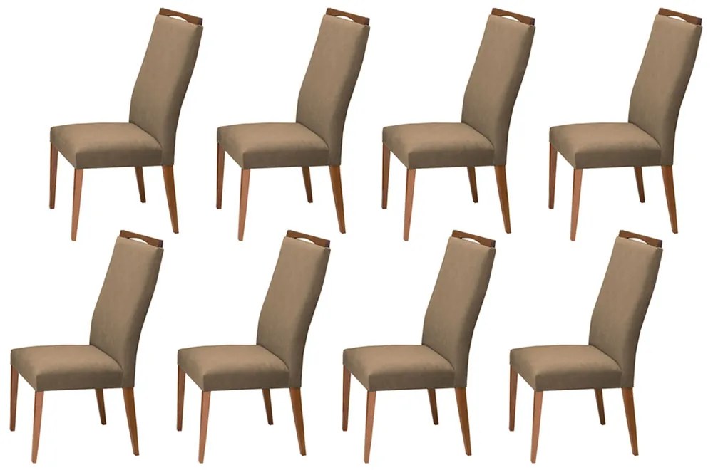 Conjunto 8 Cadeira Decorativa Lívia Veludo Cappuccino