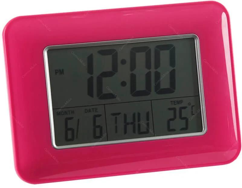 Relógio Despertador Slot Pink com Medidor de Temperatura e Base Fixa