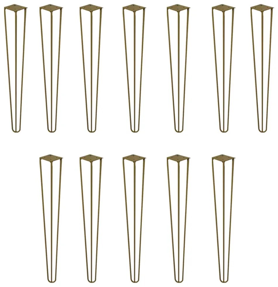 Kit 12 Pés de Metal 60 CM Hairpin Legs Mesa de Canto Aparador Dourado G41