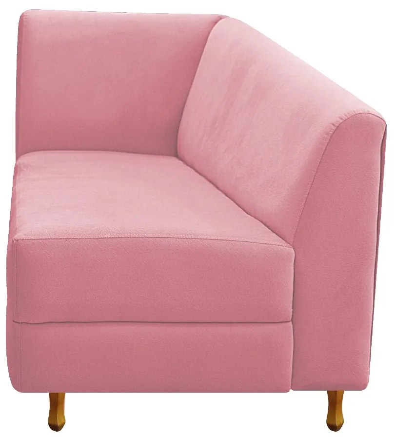 Recamier Valéria 140cm Lado Direito Suede Rosa Bebê- ADJ Decor