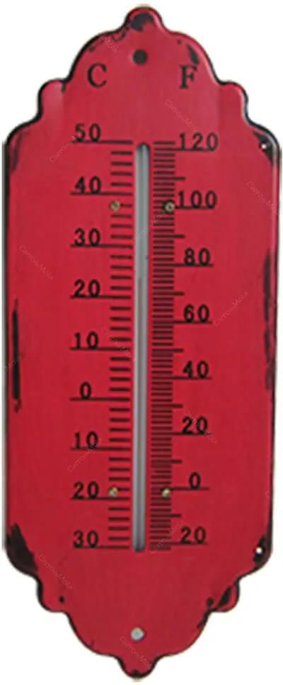 Termômetro Antique Edges Vermelho em Ferro - Urban - 25,5x10,3 cm