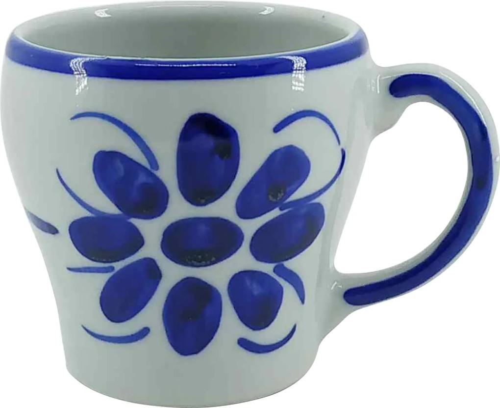 Xícara de Chá em Porcelana Azul Floral 200 ml