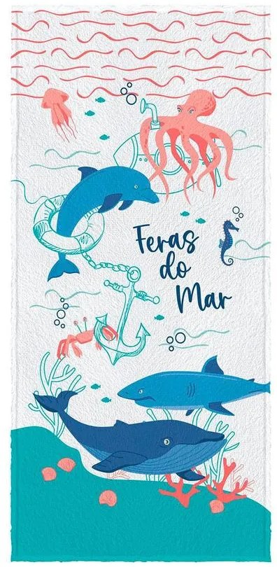 Toalha de Banho Infantil Estampada Azul