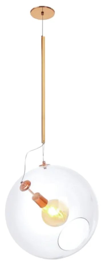 Pendente Globo Inclinado Ø41X85Cm Metal E Globo Ø41Cm 01Xe27 |Old Arti... (BRANCO / COBRE BRILHO, CLEAR (TRANSPARENTE))