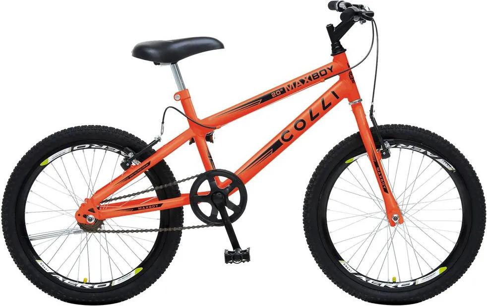 Bicicleta Infantil de Passeio Aro 20 Freio V-Brake Max Boy Quadro 12 Aço Laranja Neon - Colli Bike