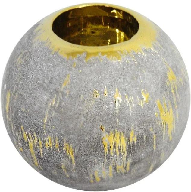Vaso Decorativo em Cerâmica com Detalhe Dourado - 9x10x10cm