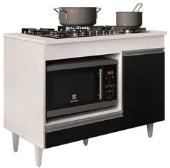 Balcão Multiuso para Cooktop 4 Bocas Georgia Branco/Preto - Lumil Móve