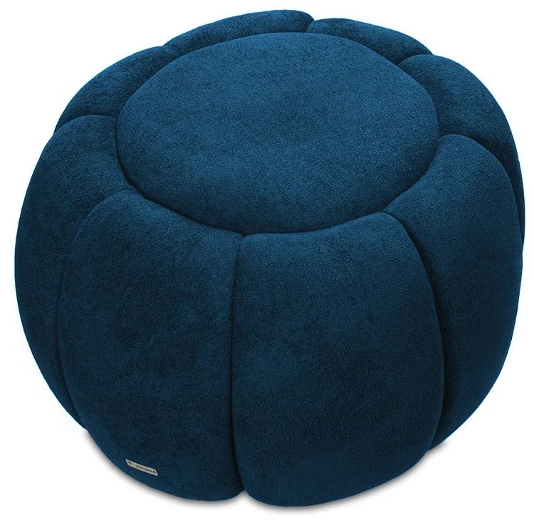 Puff Redondo Orgânico para Sala Cloud Bouclê E03 - D'Rossi - Azul Marinho