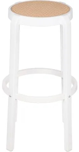 Banqueta Fitz Alta Palha Bege com Estrutura Polipropileno Branco 75 cm - 74412 Sun House