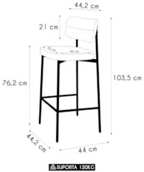 Banqueta Alta Bar Estofada Kit 2 Ella M25 Sintético Preto - Mpozenato