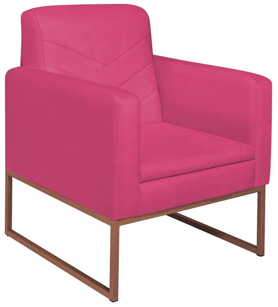 Poltrona Bella Base de Ferro Bronze Suede Pink - ADJ Decor