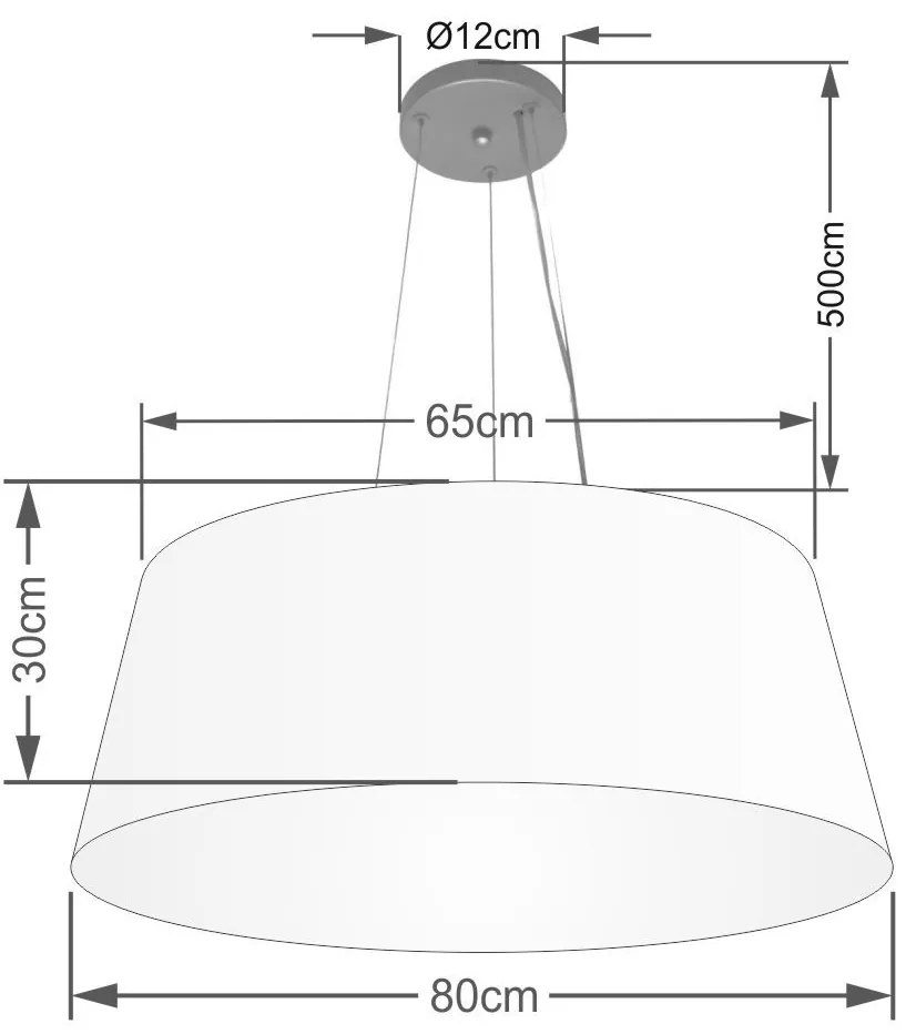 Lustre Pendente Cone Vivare Md-4072 Cúpula em Tecido 30/80x65cm - Bivolt