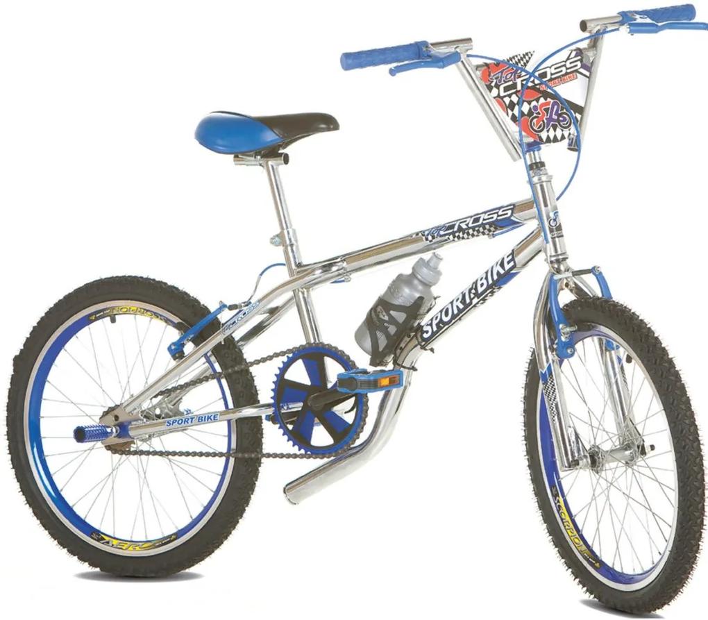 Bicicleta Infantil Aro 20 Top Cross Cromada Azul