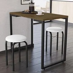 Conjunto Mesa de Cozinha Prattica Industrial 90cm com 2 Banquetas F02