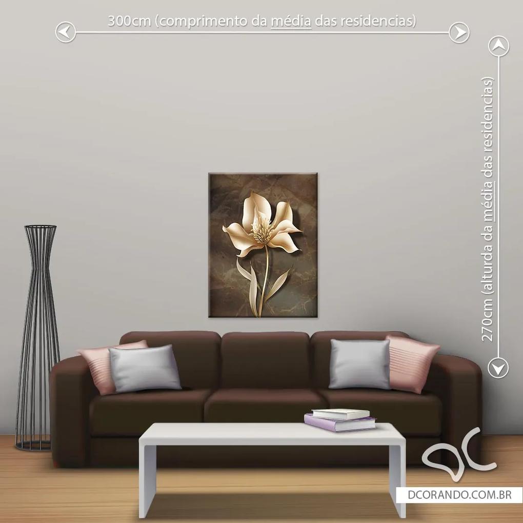 Quadro Flor e Abstrato - Médio 86cm x 65cm, Tela Canvas