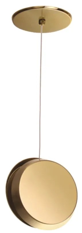 Pendente Eclipse Simples 06X15X17Cm Discos Metal Aluminio 01Xled 5,5W... (COBRE BRILHO, 220V)