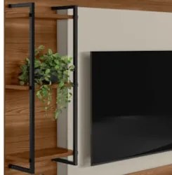 Estante Painel Para TV 50 Pol 160cm Pilar L06 Freijó/Off White - Mpoze