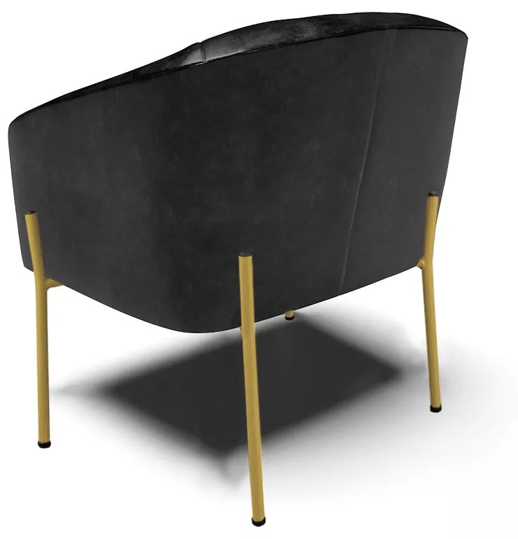 Poltrona Decorativa Pé de Ferro Dourado Kit 2 Stella Sintético PU D03 - D'Rossi - Preto