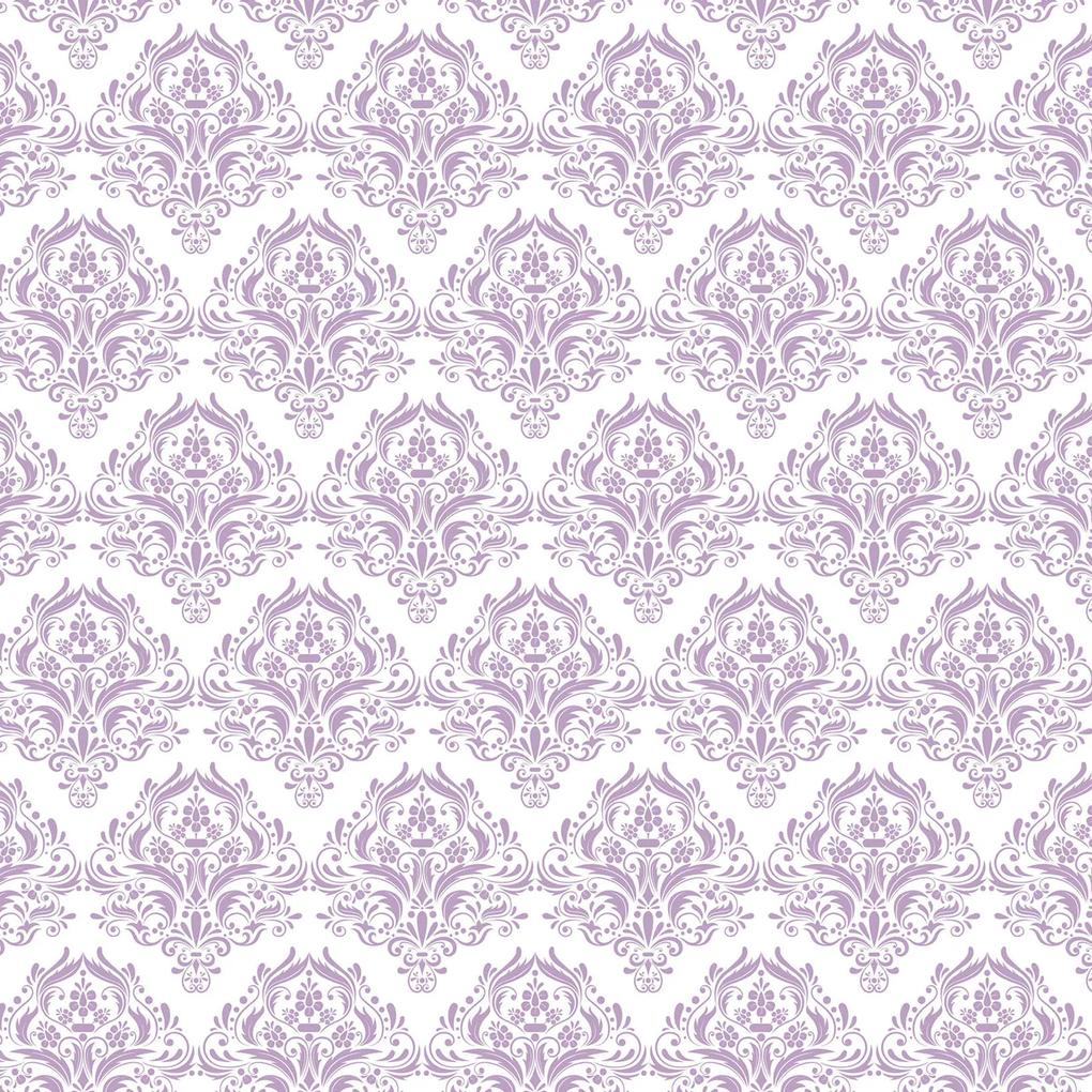 Papel de parede adesivo arabesco lilás e branco